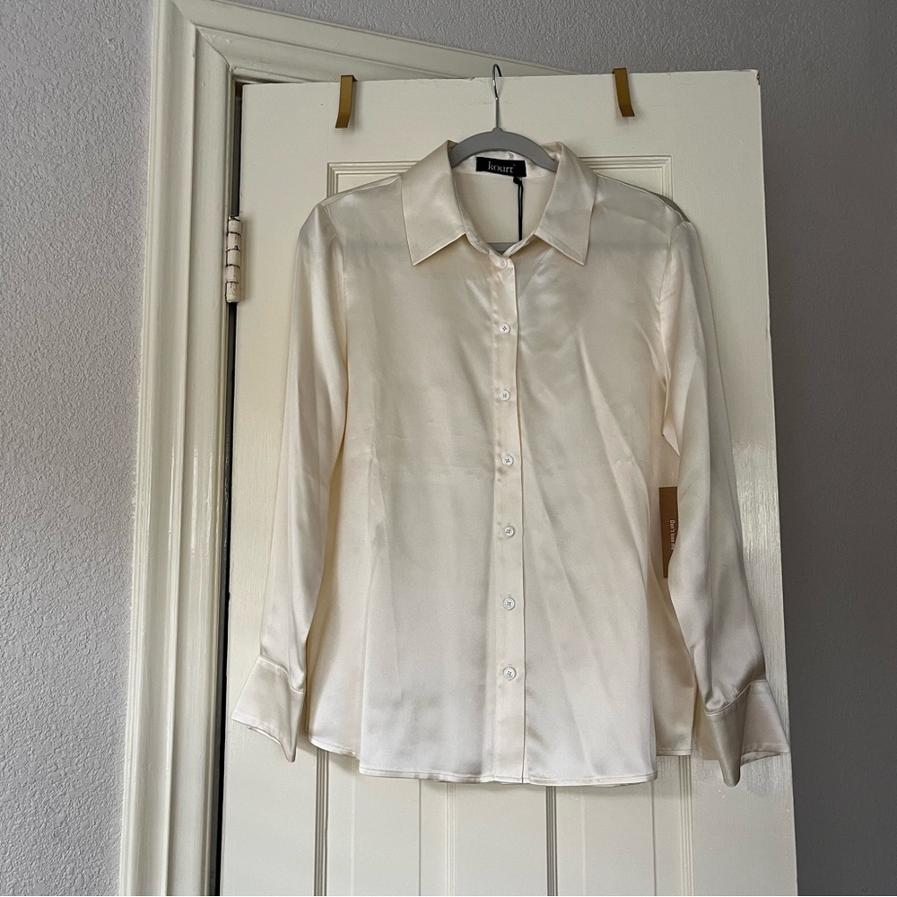 NWT Silk Button-Up Blouse